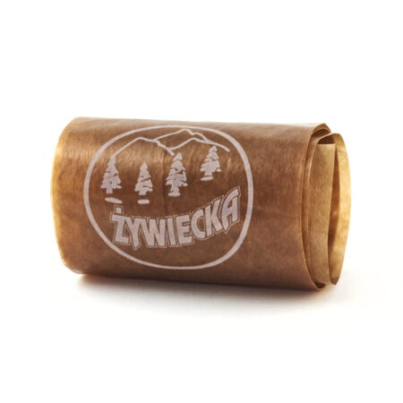 Osłonka białkowa karmel fi 65 z nadrukiem "ŻYWIECKA" - 400 mb