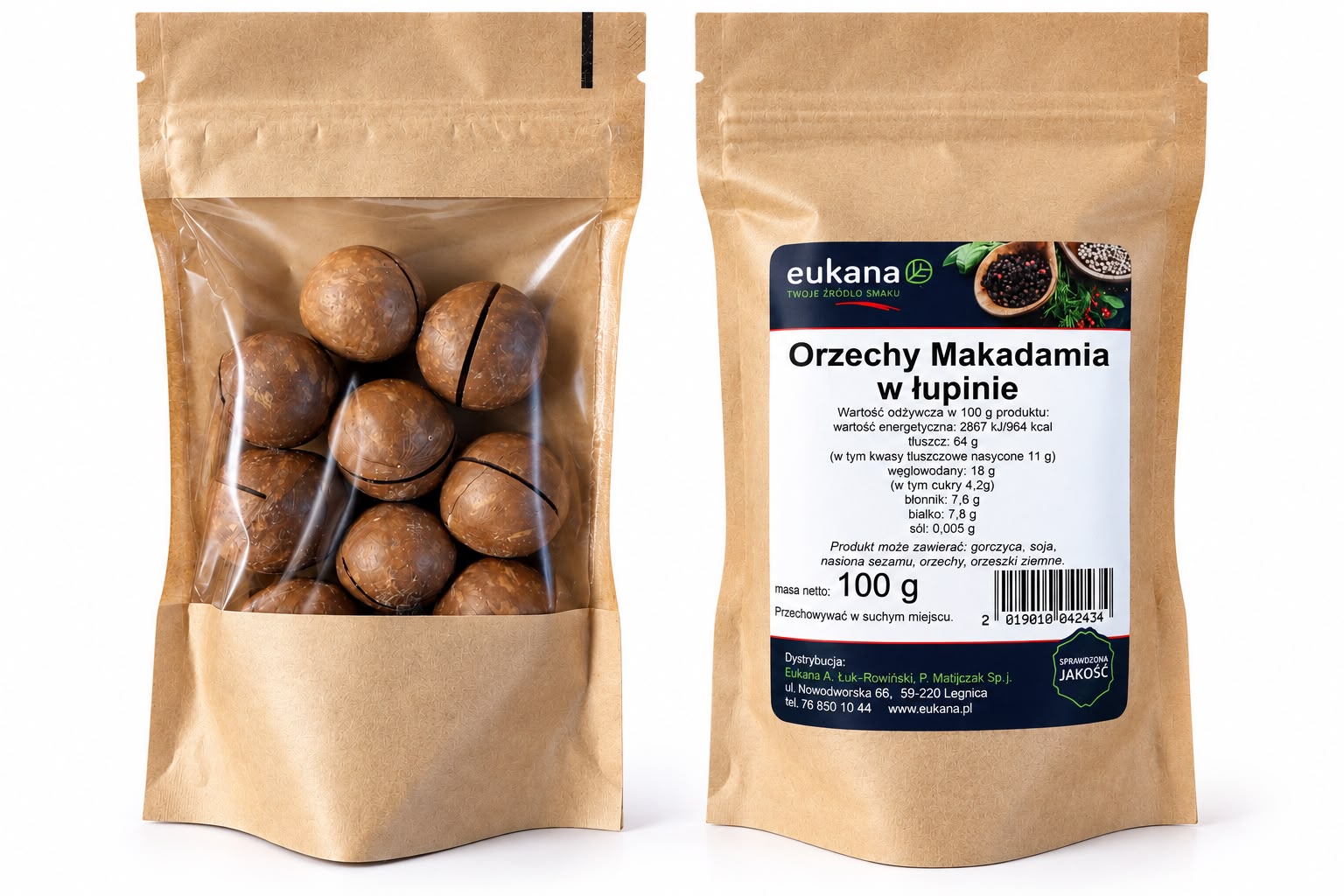 Orzechy Makadamia w łupinie Eukana
